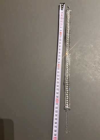 Zincir Detaylı Parlak Taşlı Köpek Tasma - Görsel 5