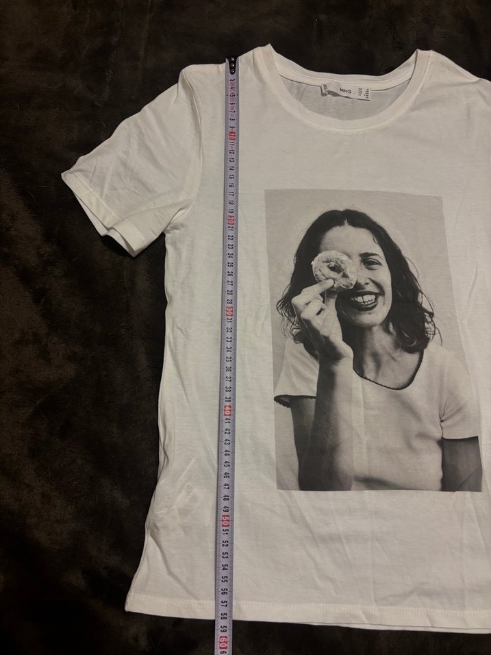 Mango Beyaz Baskılı Kadın Tişört - Görsel 3