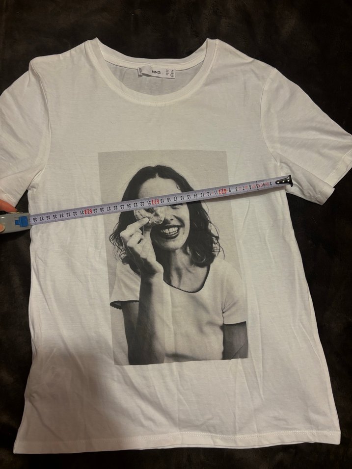 Mango Beyaz Baskılı Kadın Tişört - Görsel 4