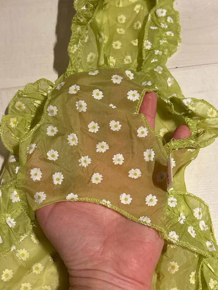 Çiçekli Fırfırlı Yeşil Köpek Kıyafeti - Görsel 4