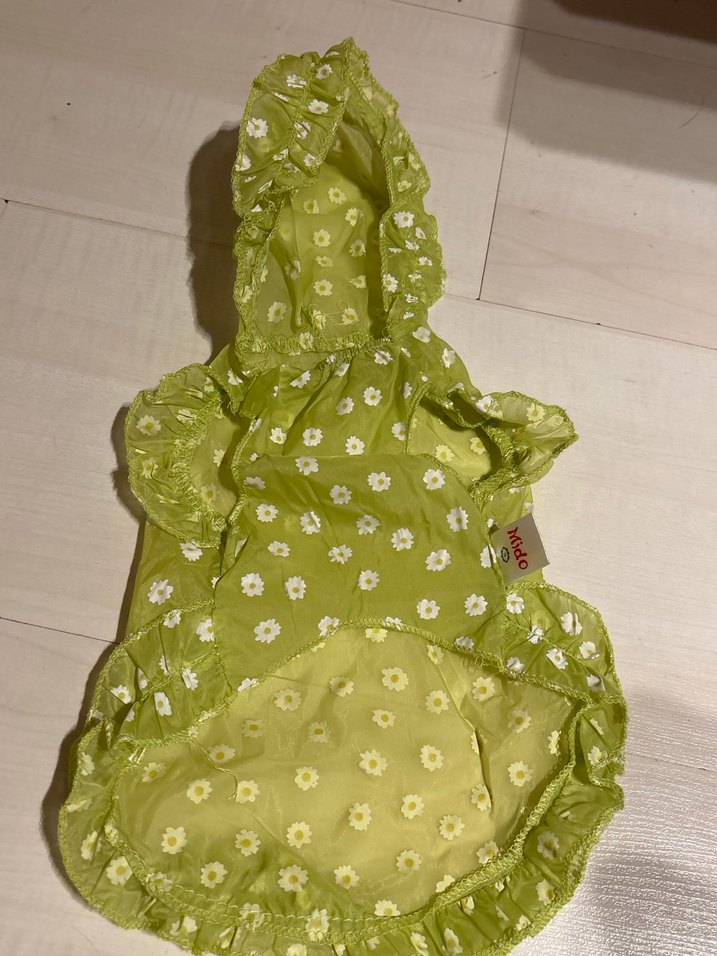 Çiçekli Fırfırlı Yeşil Köpek Kıyafeti - Görsel 2