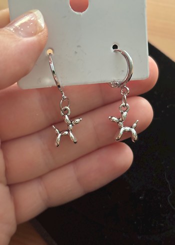 Diğer Gri Mini Boncuklu Balon Köpek Küpe