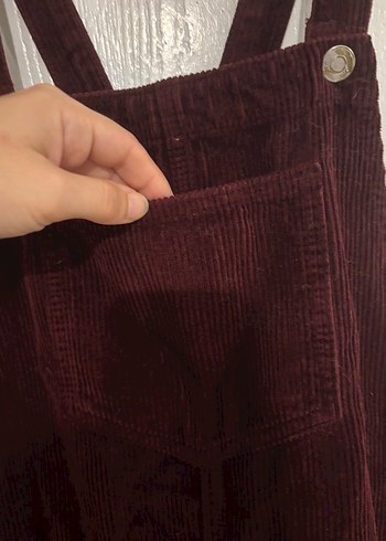 s Beden Bordo Süet Askılı Kısa Salopet