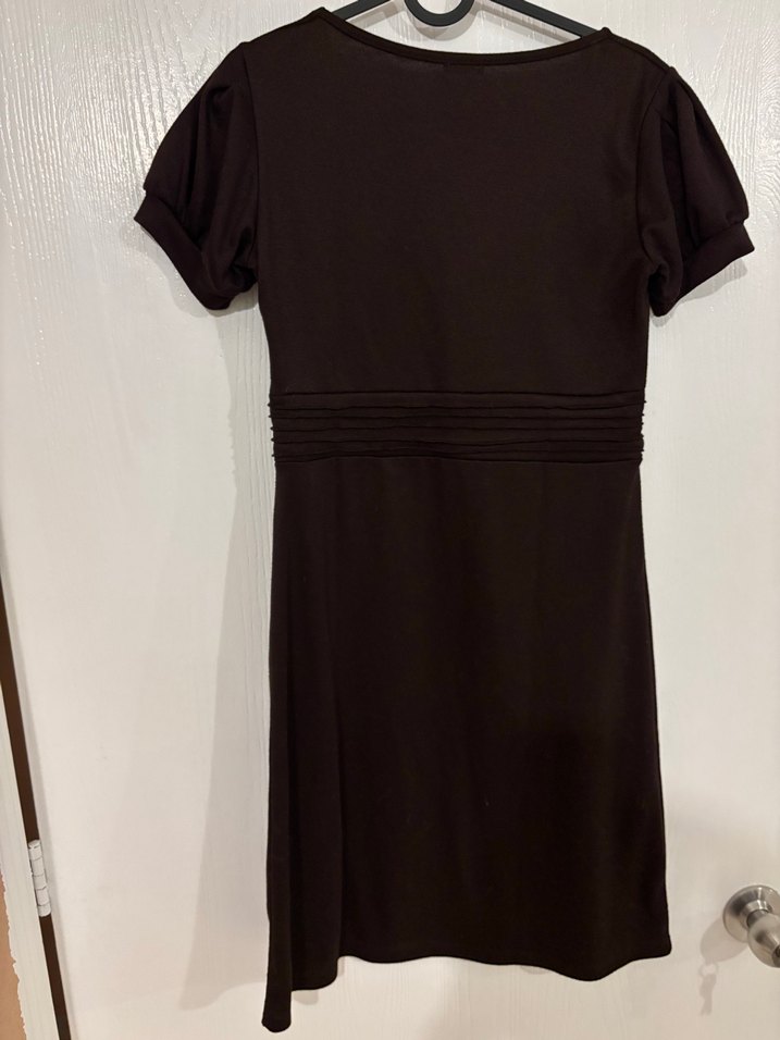 Kahverengi Midi Kumaş Elbisesi - Görsel 4