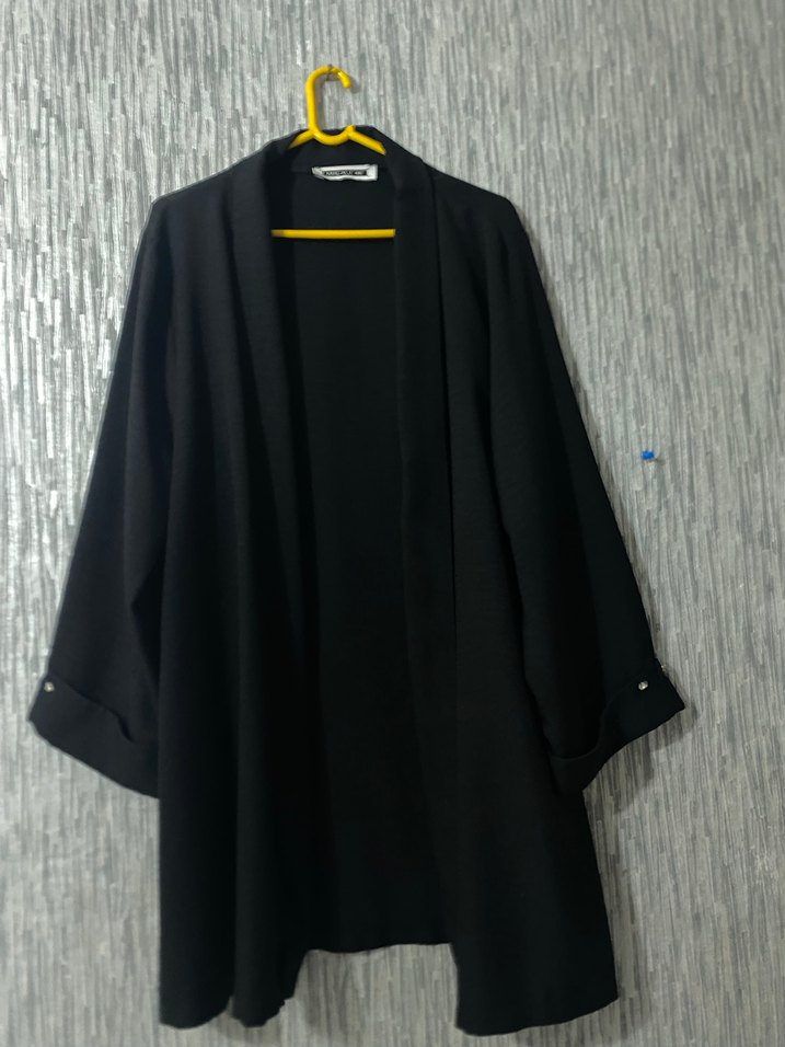 Siyah Uzun Kadın ceket - Görsel 2