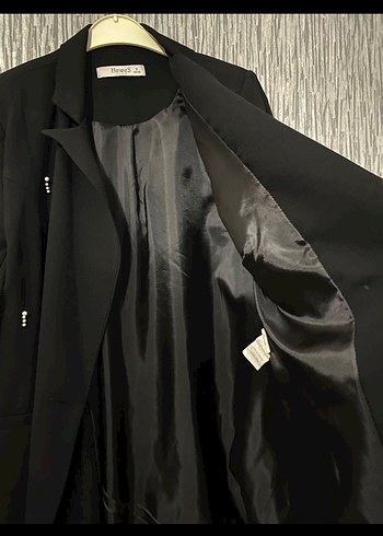 İnci detaylı Siyah Kadın Blazer Ceket - Görsel 5