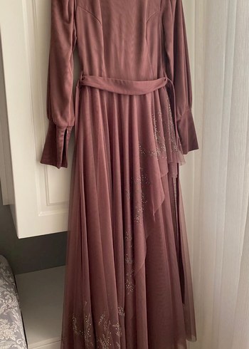 Bordo İşlemeli Uzun Kollu Vintage Elbise - Görsel 2