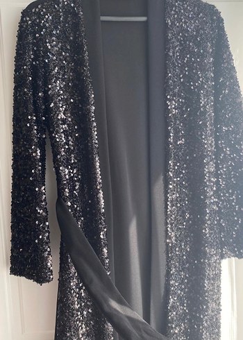 Siyah Uzun Kollu Drapeli Kadın abaya - Görsel 2