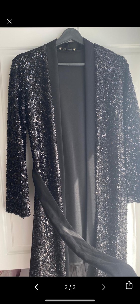 Siyah Uzun Kollu Drapeli Kadın abaya - Görsel 2