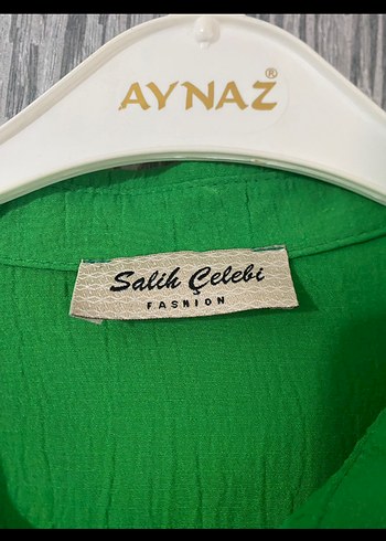 Yeşil Uzun Kollu Keten Kadın Gömlek - Görsel 4