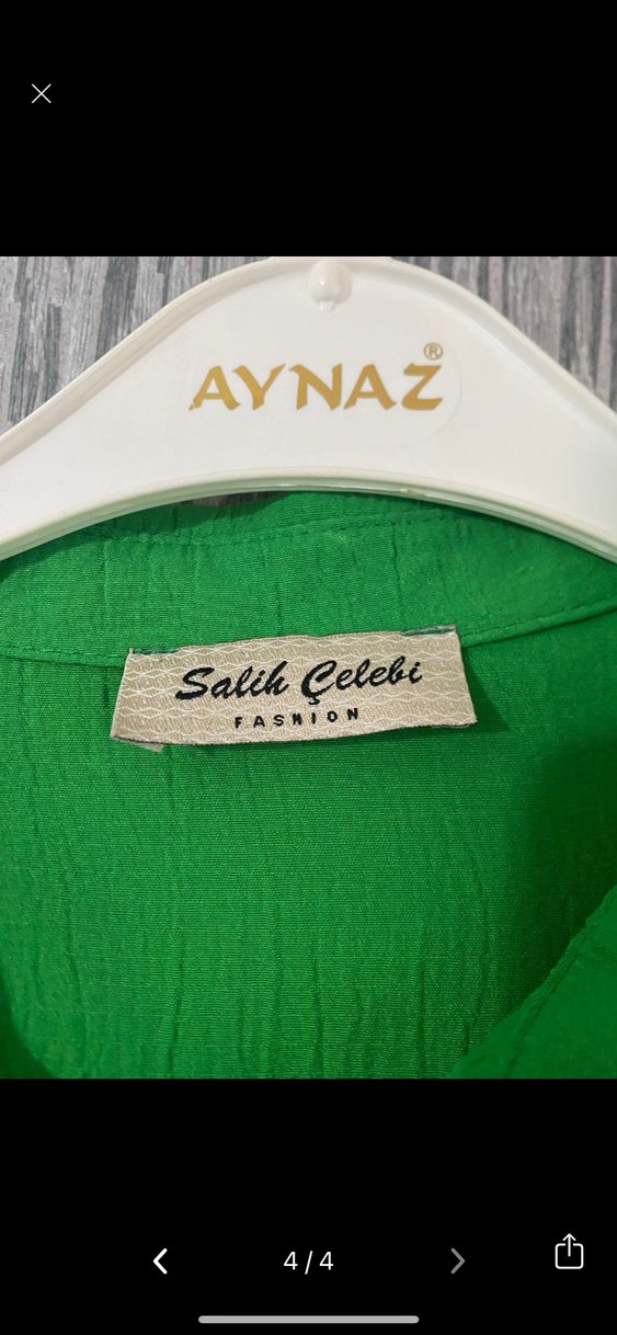 Yeşil Uzun Kollu Keten Kadın Gömlek - Görsel 4