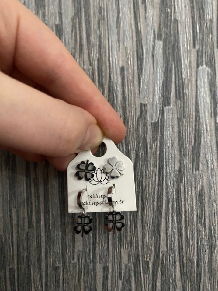 Bohem Mini Boncuklu Siyah Gri Küpe Seti - Görsel 5