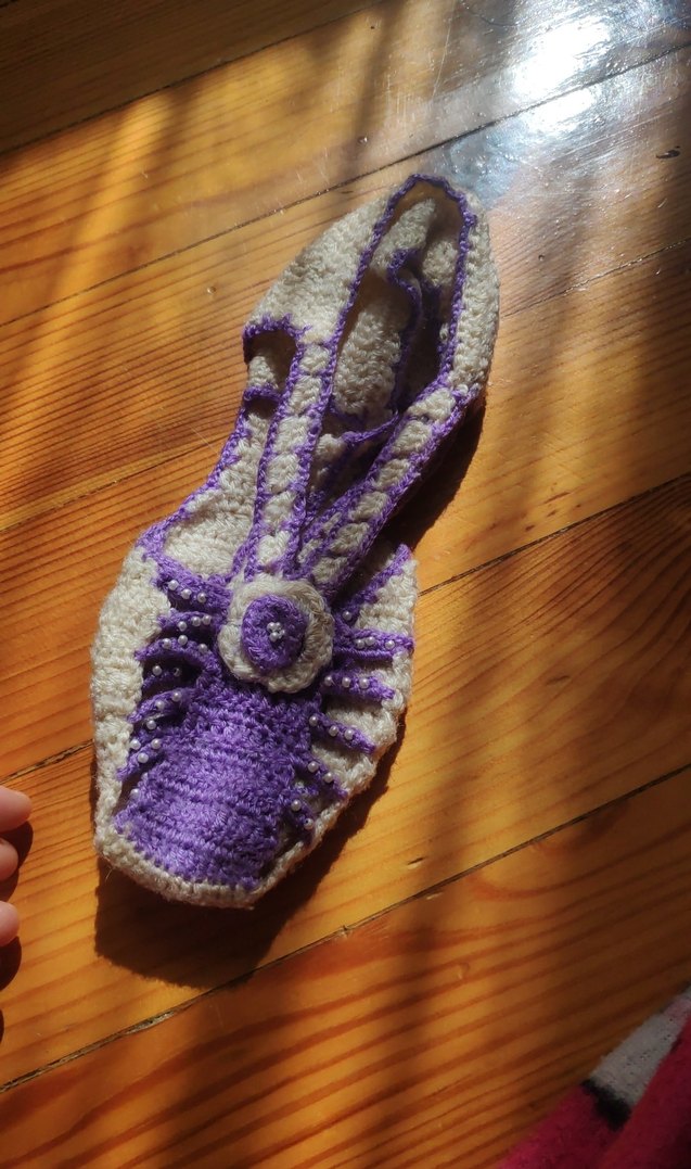 Kız Çocukları için Örgü Sıcak Ev Terliği - Görsel 2