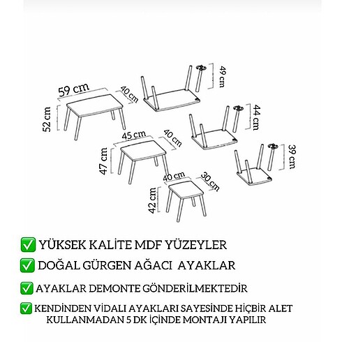 Diğer Zigon sehpa 3lü beyaz mermer desen mdf