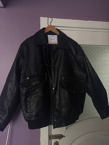 Bershka deri bomber ceket
