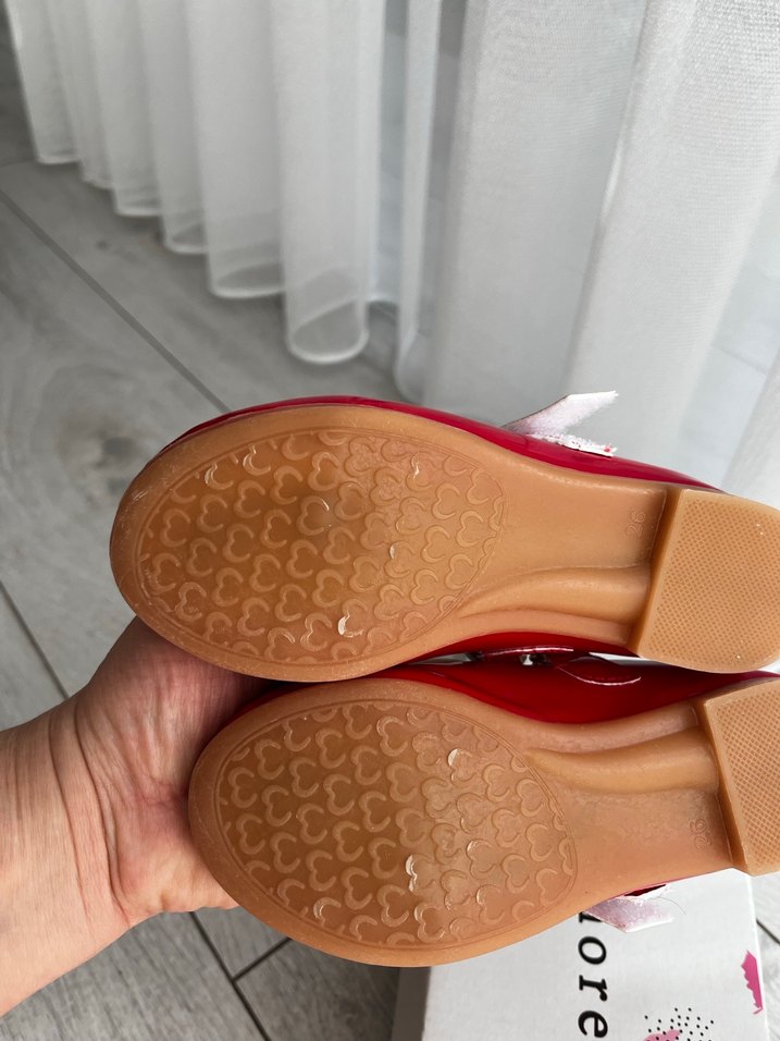 Kız Çocuk Kırmızı Fiyonk Detaylı Babet - Görsel 2