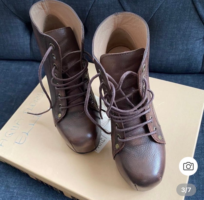 Kadın Kahverengi Deri Platform Topuklu Bot - Görsel 3