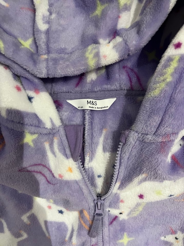 Marks & Spencer Kız Çocuk Mor Unicorn Desenli Fermuarlı Tulum - Görsel 2