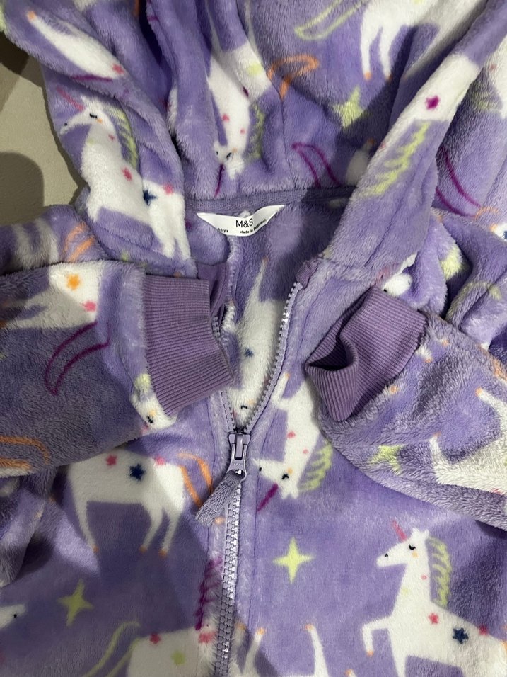 Marks & Spencer Kız Çocuk Mor Unicorn Desenli Fermuarlı Tulum - Görsel 3