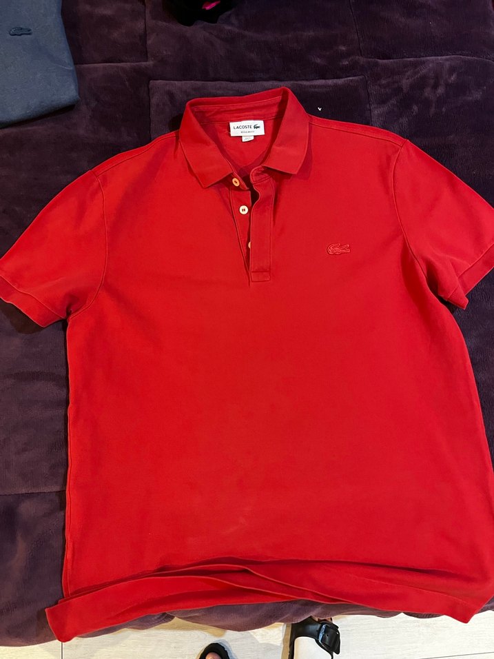 Erkek Kırmızı Lacoste Polo Tişört - Görsel 3