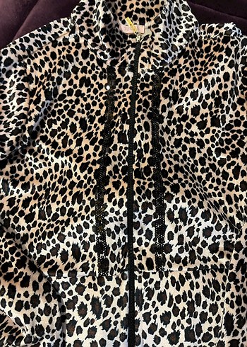 Suwen Leopar Desenli Kadife Eşofman Takım - Görsel 2