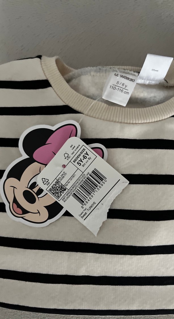 LCW Kız Çocuk Çizgili Minnie Mouse Sweatshirt - Görsel 2