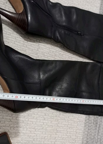 Siyah Kadın Deri Dizüstü Topuklu Çizme - Görsel 3