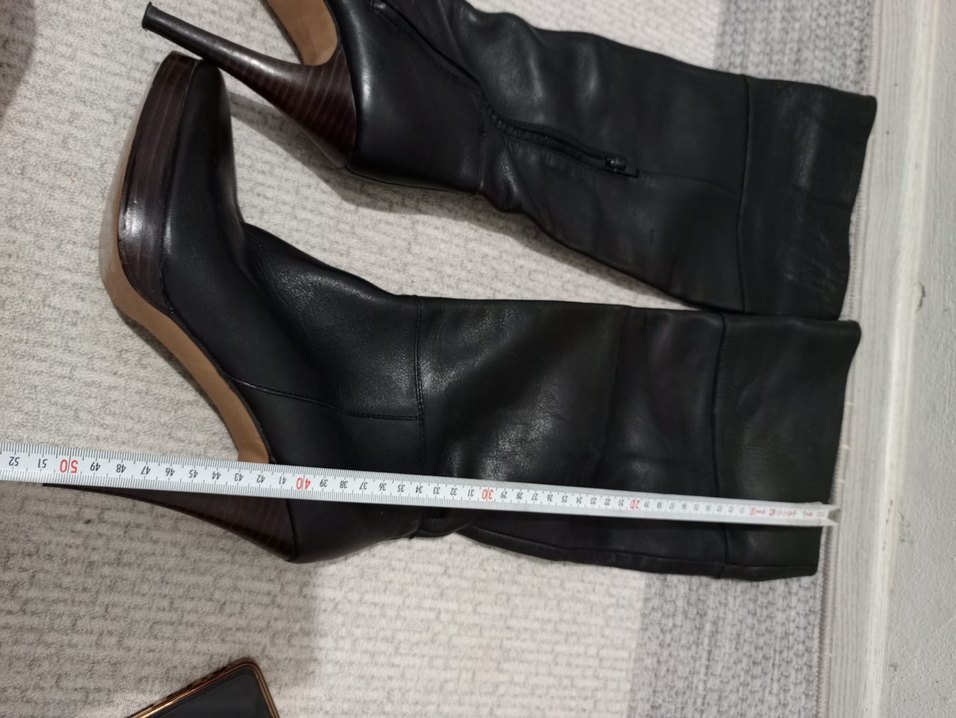 Siyah Kadın Deri Dizüstü Topuklu Çizme - Görsel 3
