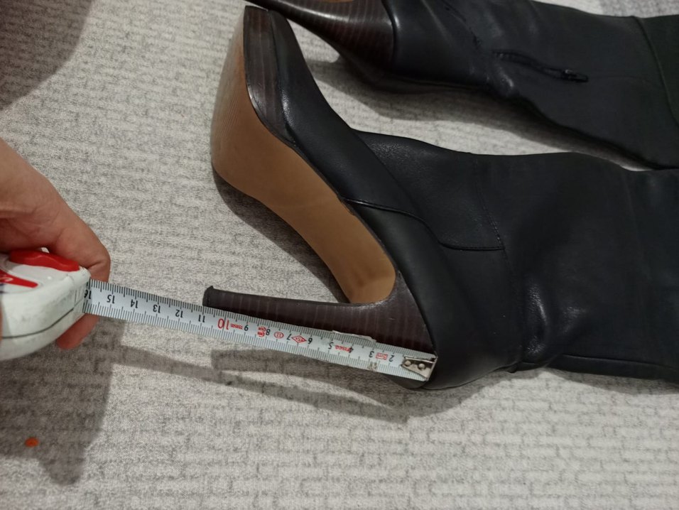 Siyah Kadın Deri Dizüstü Topuklu Çizme - Görsel 2