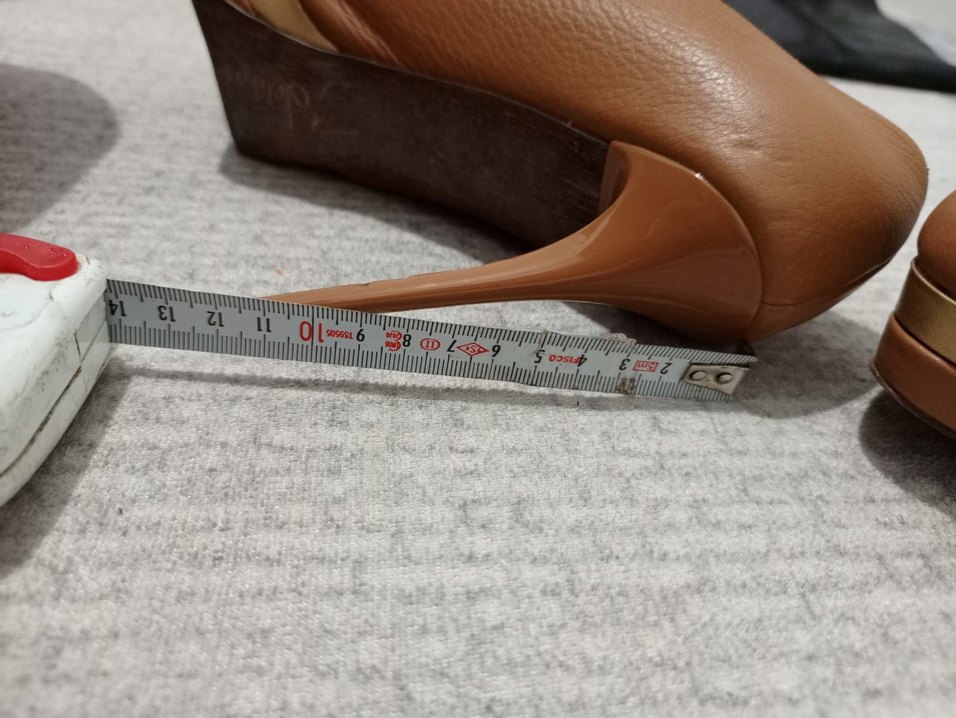 Taba Deri Platform Topuklu Kadın Stiletto - Görsel 5