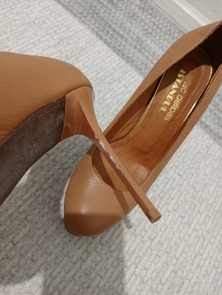 Taba Deri Platform Topuklu Kadın Stiletto - Görsel 2