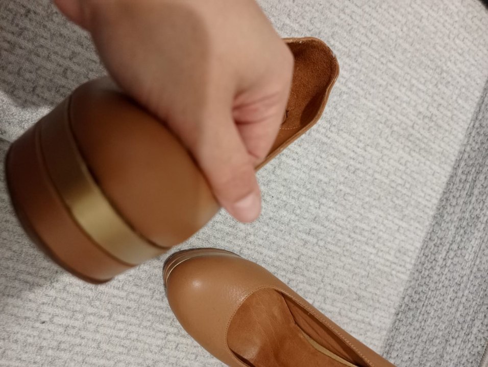 Taba Deri Platform Topuklu Kadın Stiletto - Görsel 4