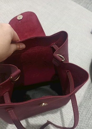 Bordo Süet Kadın Çanta - Görsel 4