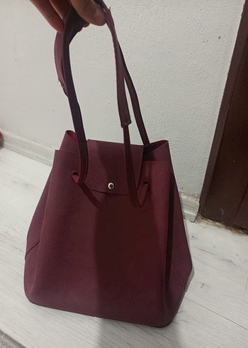 Bordo Süet Kadın Çanta - Görsel 2