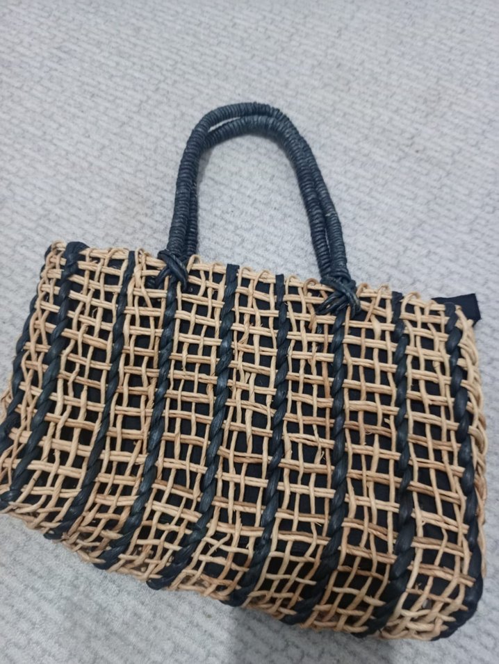 Bohem Tarzı Kadın Kahverengi Hasır Çanta - Görsel 3