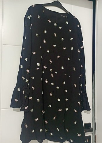 Siyah Nakışlı uzun  Kollu elbise - Görsel 4