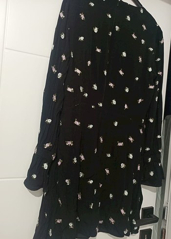 Siyah Nakışlı uzun  Kollu elbise - Görsel 2