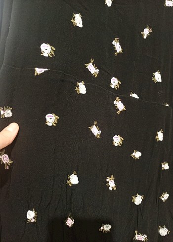 Siyah Nakışlı uzun  Kollu elbise - Görsel 5