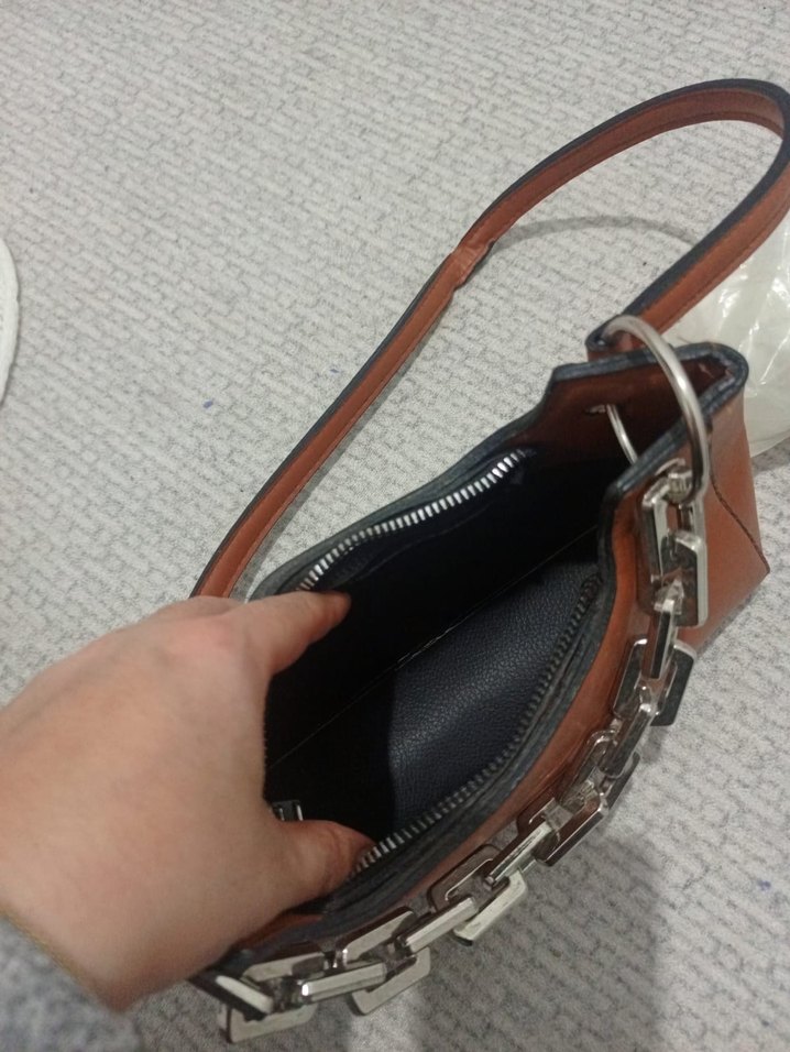 Zincir Detaylı taba Deri Kadın Çanta - Görsel 4