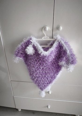 Mor Örgü Kız Çocuk Pelerini - Görsel 2