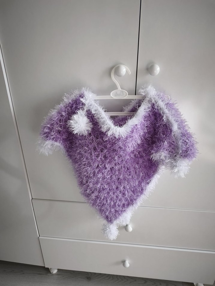 Mor Örgü Kız Çocuk Pelerini - Görsel 2