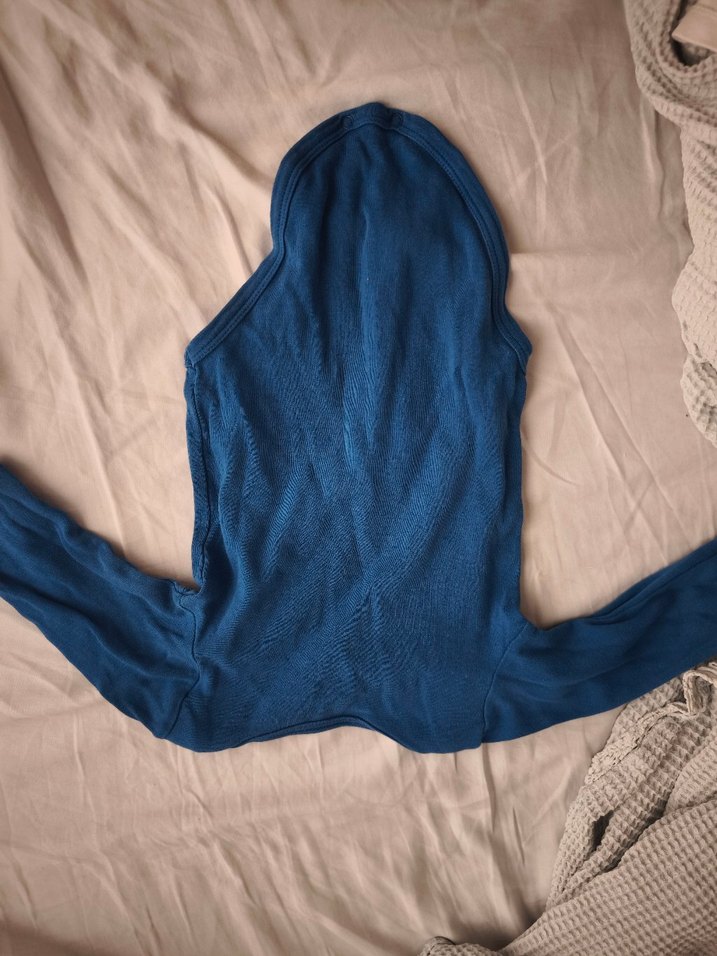 Uzun Kollu Mavi Denim Bebek Body - Görsel 2