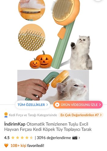 Otomatik Temizlenen Kedi ve Köpek Tüy Toplayıcı Fırça
