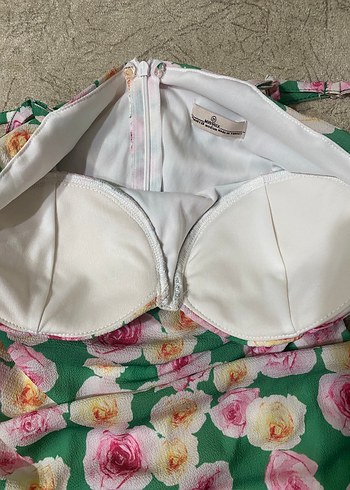 Çiçek Desenli Drapeli Mini Elbise - Görsel 3