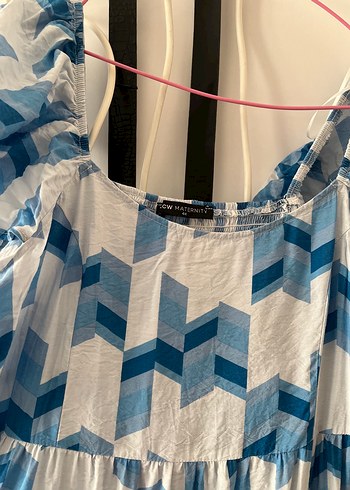 Mavi Bağlamalı Bohem Hamile Elbisesi - Görsel 2