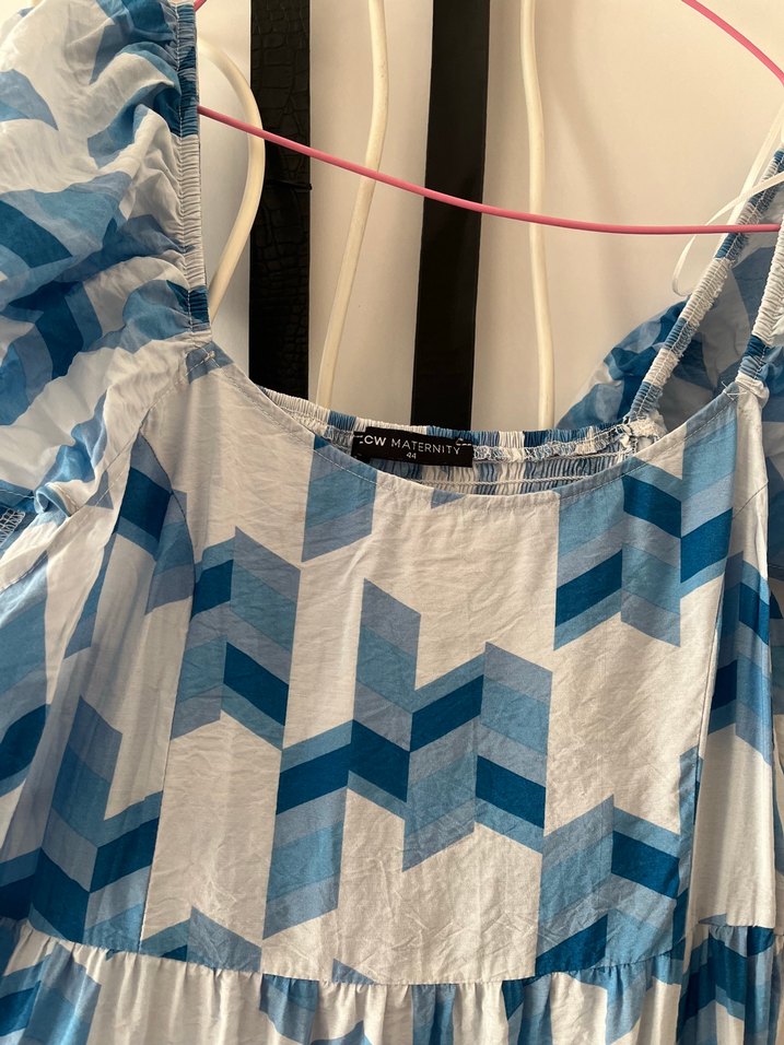 Mavi Bağlamalı Bohem Hamile Elbisesi - Görsel 2