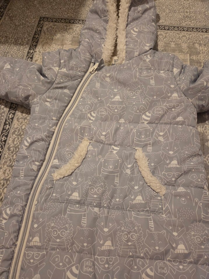 Gri Kürklü Bebek Kayak Tulumu - Görsel 2