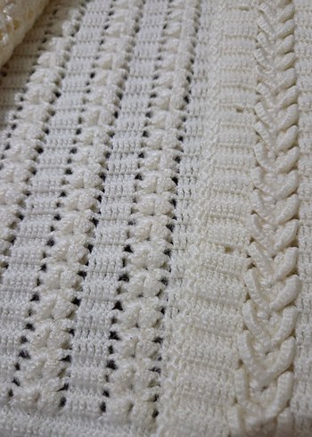 Bohem Tarzı Beyaz Örgü Kadın Yelek - Görsel 3