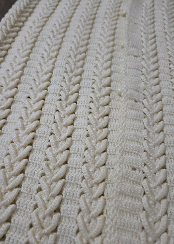 Bohem Tarzı Beyaz Örgü Kadın Yelek - Görsel 2