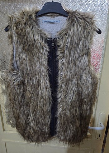 Kürk Detaylı Kahverengi Kadın Yelek - Görsel 2